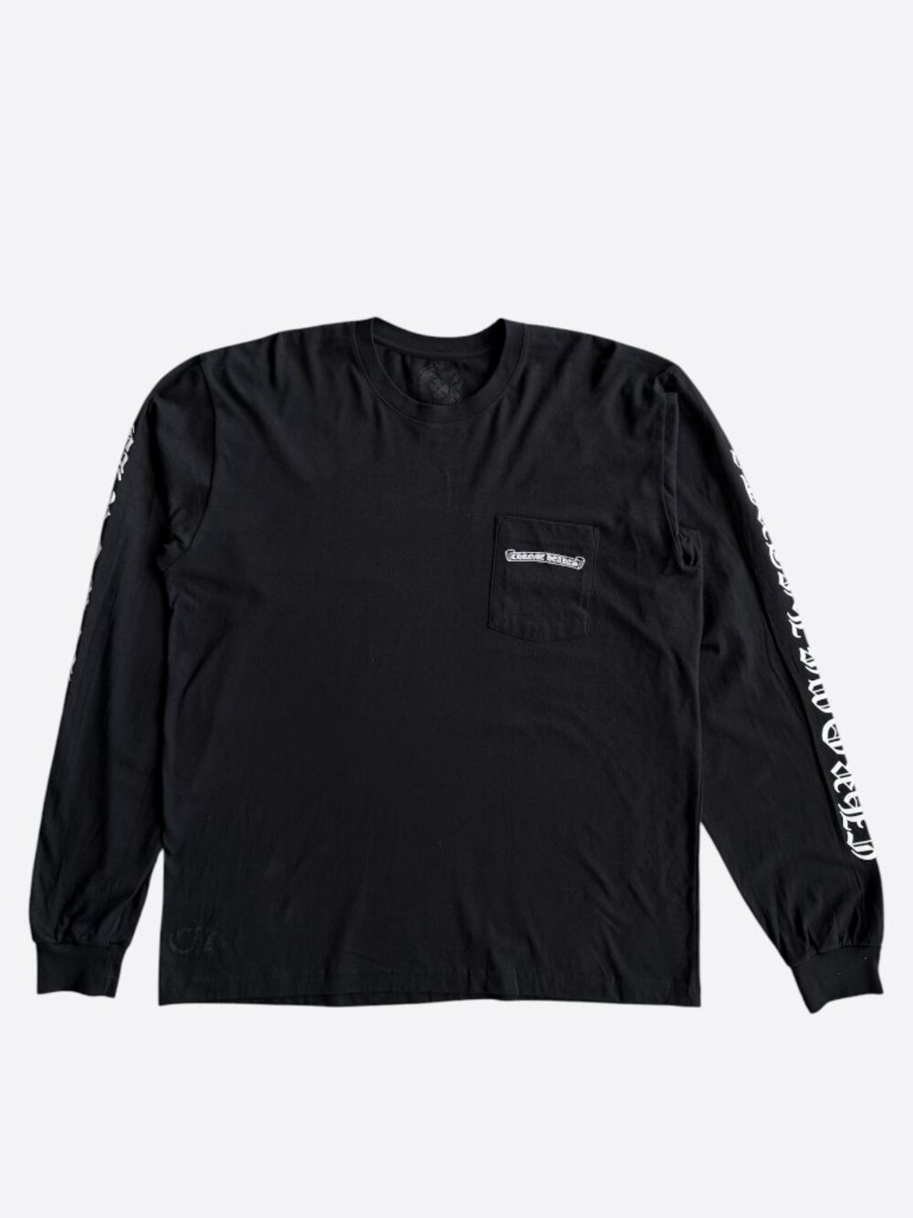 Chrome Hearts Black & White Scroll Logo Longsleeve T-Shirt